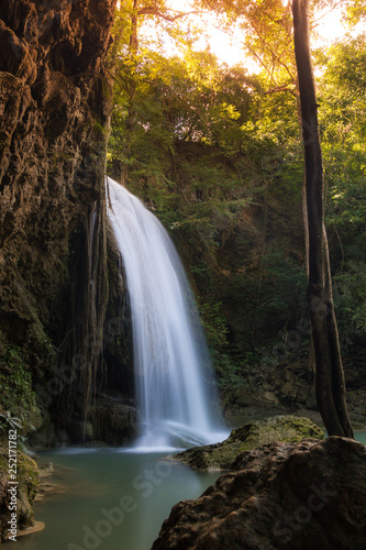 A beautyful erawan Waterfall at Erawan National Park, Kanchanaburi, Thailand © phatthanun