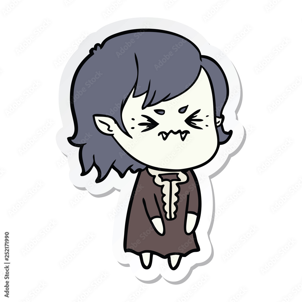 sticker of a annoyed cartoon vampire girl sticker of a annoyed cartoon vampire girl