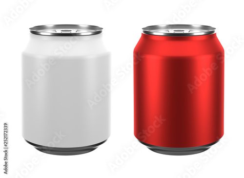 3D rendering of 250 ml aluminum soda stubby can isolated on whiteblackground with cliping path.