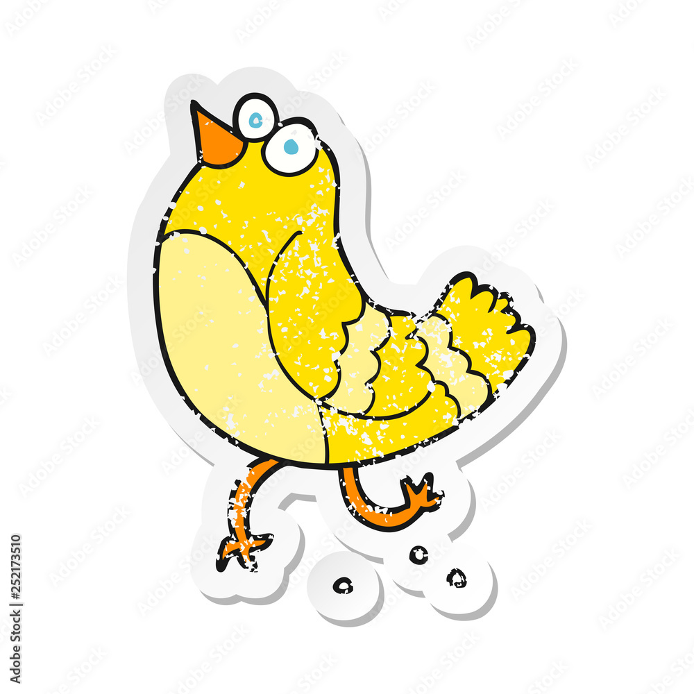 retro distressed sticker of a cartoon bird retro distressed sticker of a cartoon bird