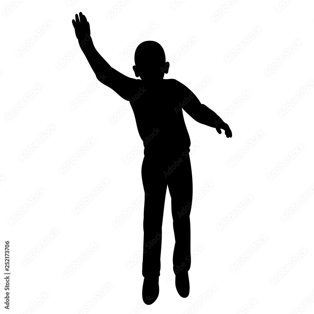 vector, isolated, silhouette of a boy jumping