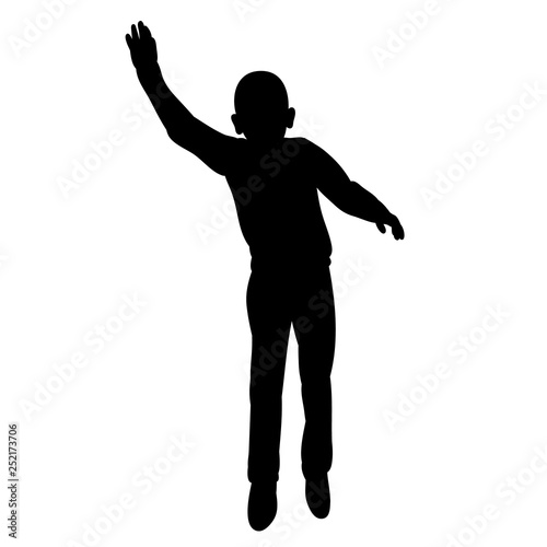 vector, isolated, silhouette of a boy jumping