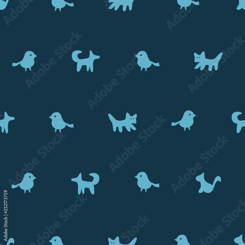 Seamless pattern. Rows of cute cartoon animals and pets. Vector illustration © Ксения Хомякова