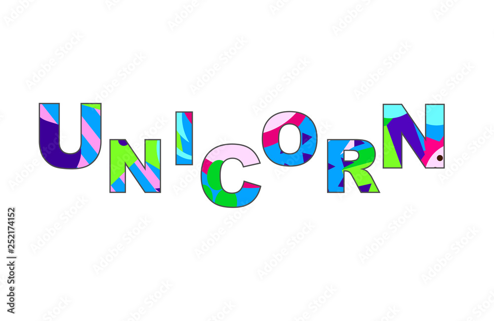 Unicorn - inspirational word with a unique bright texture. Good for any printed products, Internet content. Vector illustration Unicorn - inspirational word with a unique bright texture. Good for any printed products, Internet content. Vector illustration