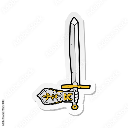 sticker of a cartoon sword and hand