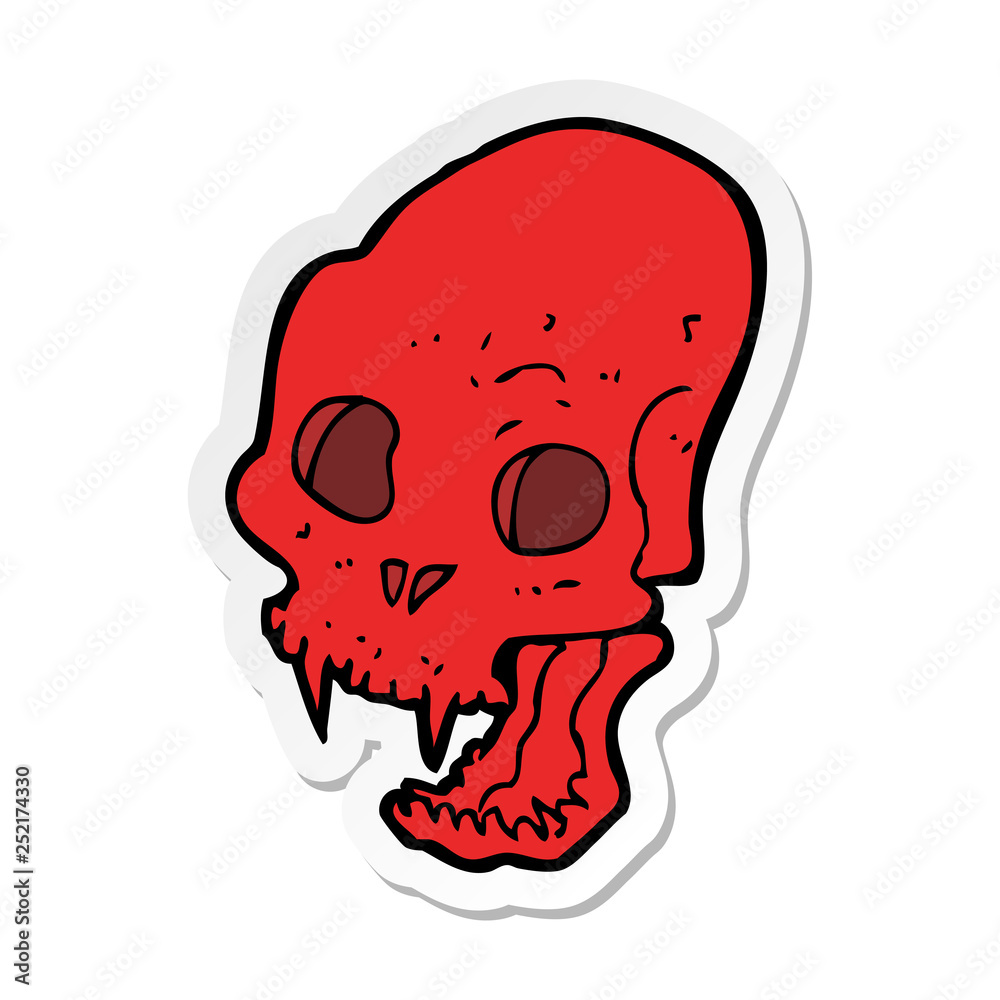 sticker of a cartoon spooky vampire skull sticker of a cartoon spooky vampire skull