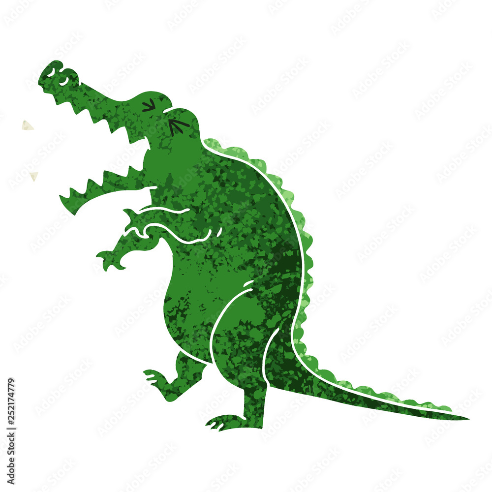 Obraz premium quirky retro illustration style cartoon crocodile