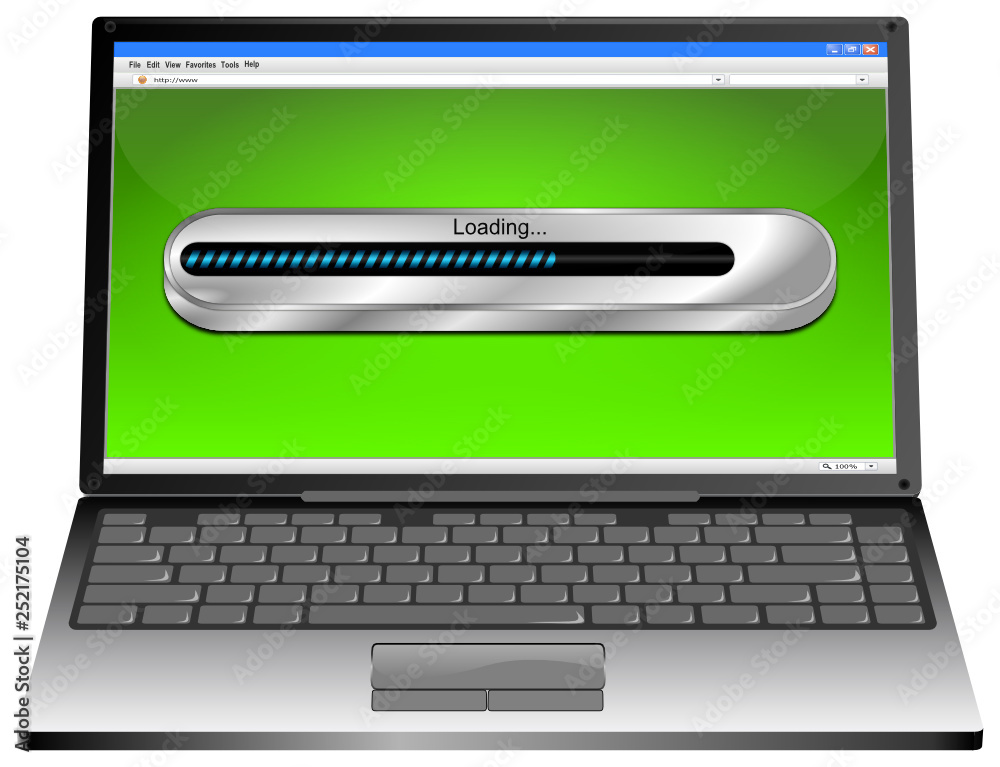 Laptop computer with Loading bar - 3D illustration Laptop computer with Loading bar - 3D illustration