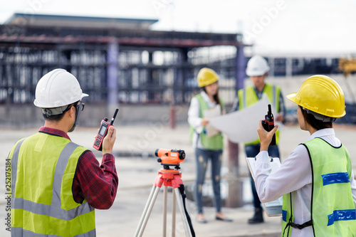 Civil engineering is using radio communication. Contact the site for work on the construction of the factory structure.