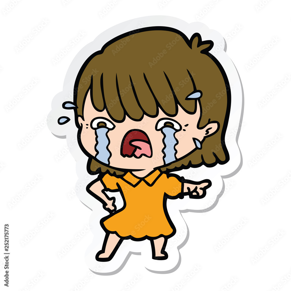 sticker of a cartoon girl crying sticker of a cartoon girl crying