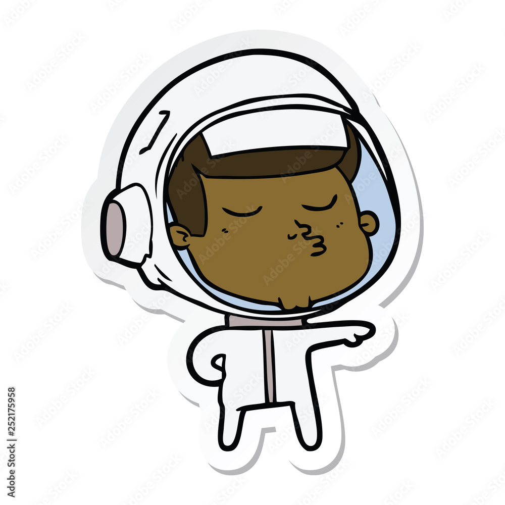 sticker of a cartoon confident astronaut