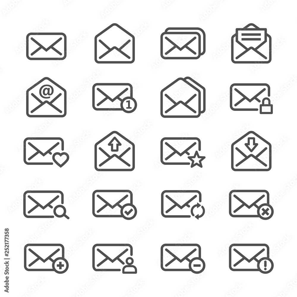 set of email line icons set of email line icons