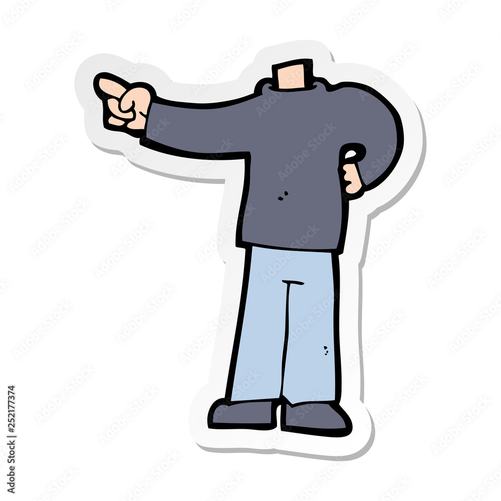 sticker of a cartoon pointing body