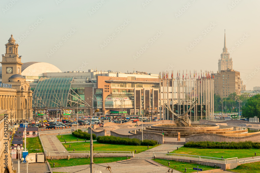 Obraz premium Architecture of Moscow - Kazan railway station in the morning, toned photo