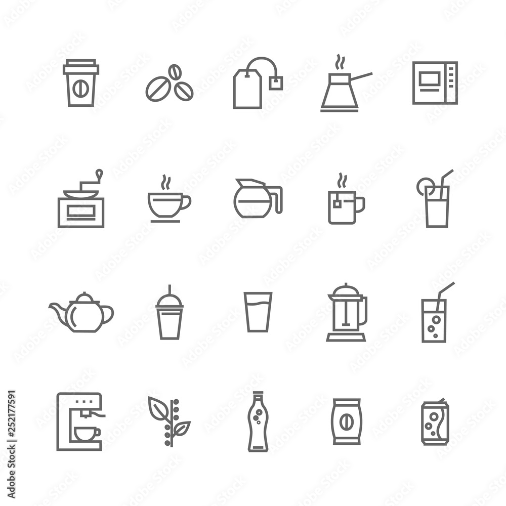 cafe shop lines icons set cafe shop lines icons set