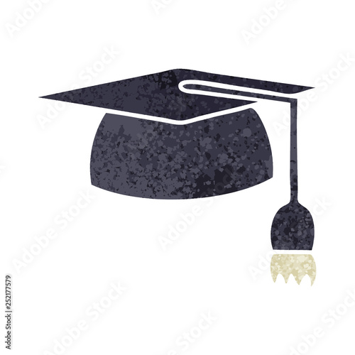 retro illustration style cartoon graduation hat