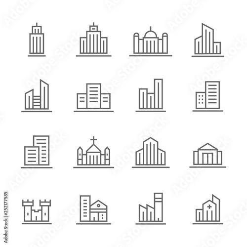 Building lines icons set
