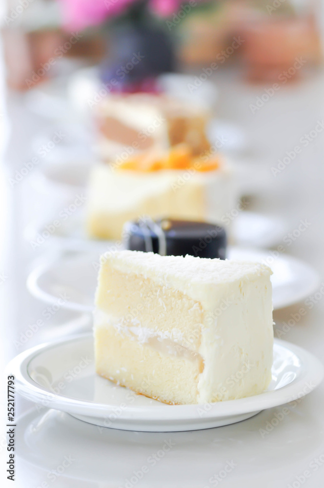 coconut cake, sponge cake