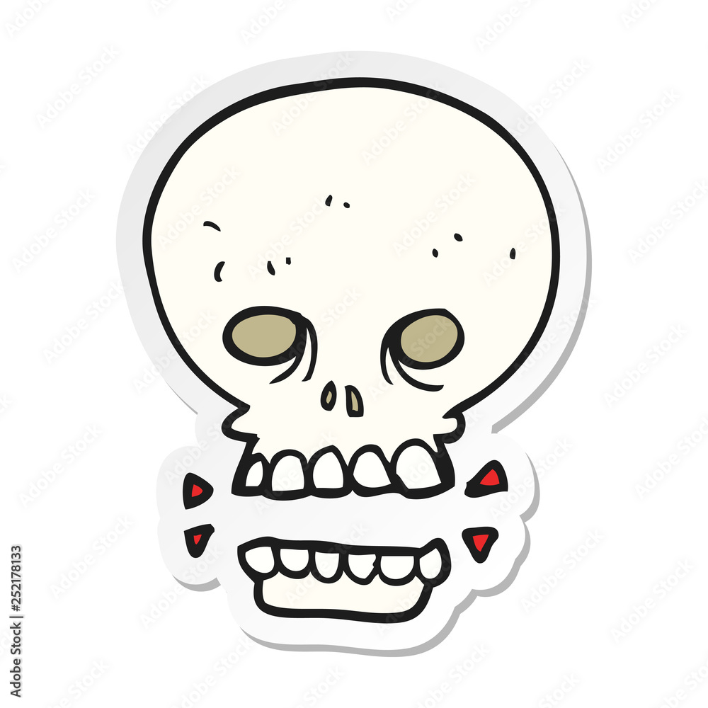 sticker of a cartoon scary skull sticker of a cartoon scary skull