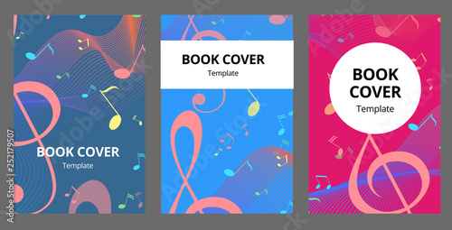 Music key nd notes vector brochure cards set. Audio tools template of flyear, magazines, poster, book cover, banners. Concert invitation concept background. Layout illustration modern page background