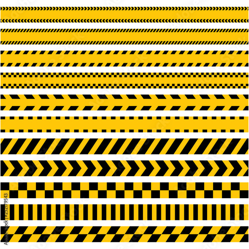 set of yellow stripes caution warning tape © 4luck