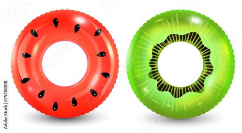 Group of colorful pool ring isolated on white background.