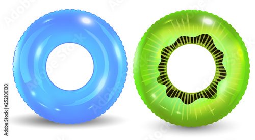 Group of colorful pool ring isolated on white background.