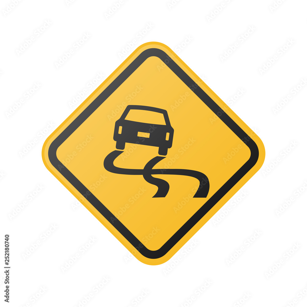 Naklejka premium yellow slippery road sign