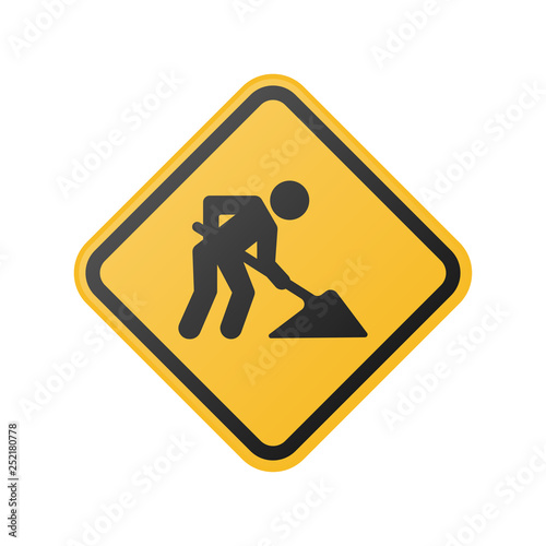 yellow under construction road sign