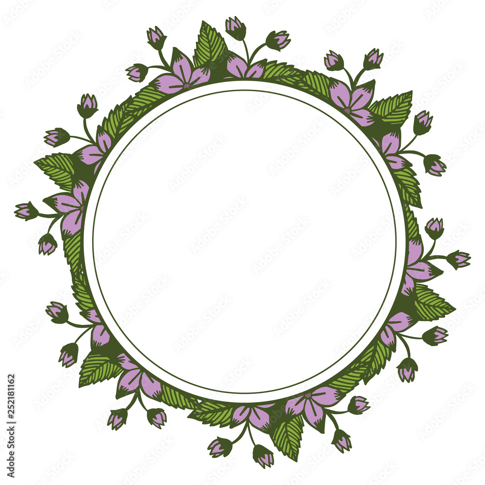 Vector illustration frame purple flower blooms hand drawn Vector illustration frame purple flower blooms hand drawn