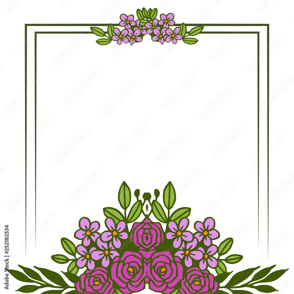 Vector illustration shape purple flower frame hand drawn