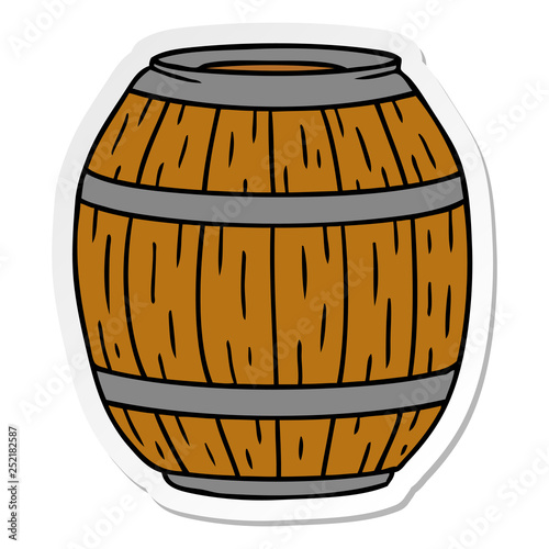 sticker cartoon doodle of a wooden barrel