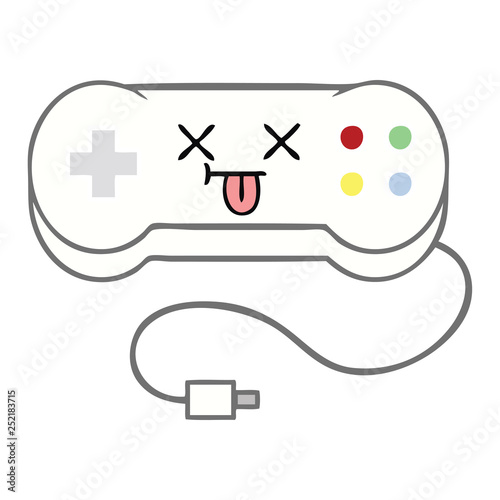 flat color retro cartoon game controller