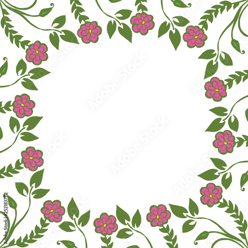 Vector illustration texture leaf flower frame hand drawn