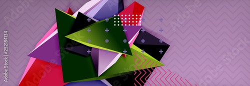 3d triangular shapes geometric background. Origami style pattern with triange shapes for decorative design. Poster design. Line design. Modern presentation template