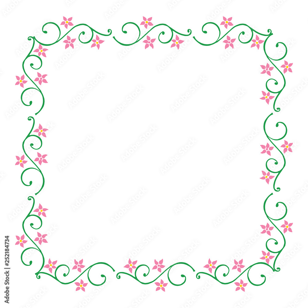 Vector illustration design leaf flower frame hand drawn