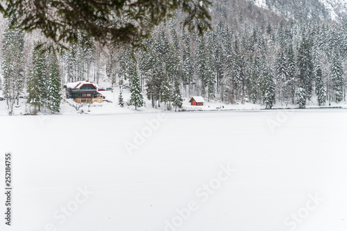 Snowfall on the Fusine lakes. Ghaccio and enchanting snow. Tarvisio, Friuli © Nicola Simeoni