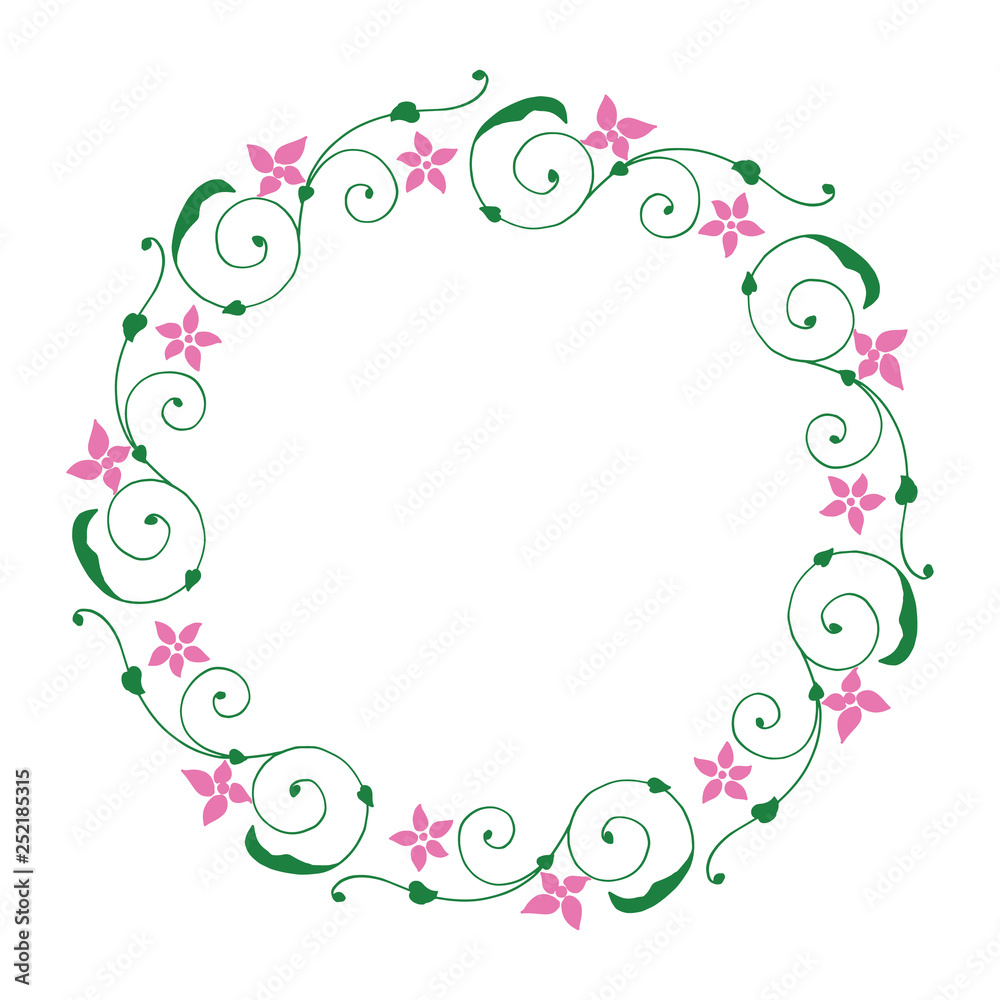 Vector illustration leaf floral frame circular hand drawn Vector illustration leaf floral frame circular hand drawn
