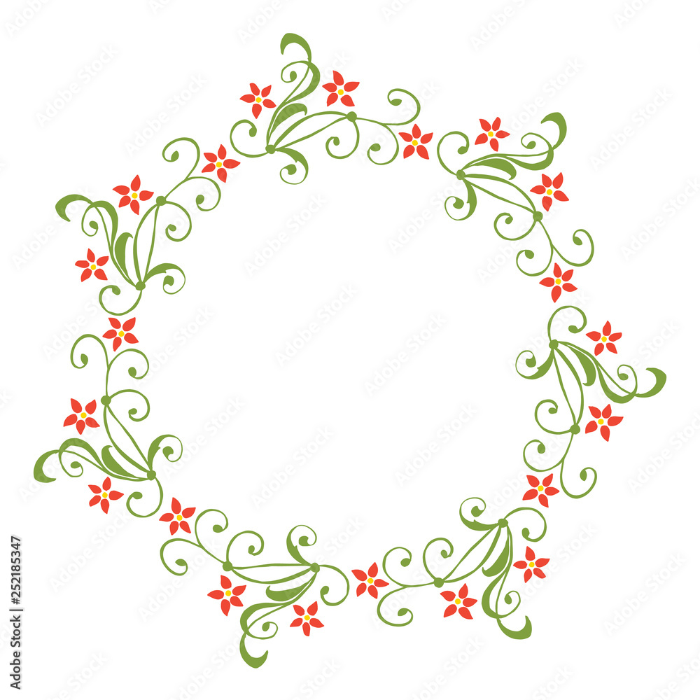 Vector illustration leaf floral frame circular hand drawn Vector illustration leaf floral frame circular hand drawn