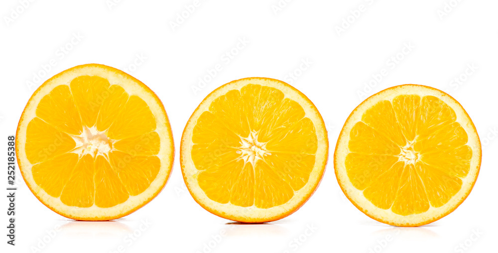 Sliced oranges isolated on white background Sliced oranges isolated on white background