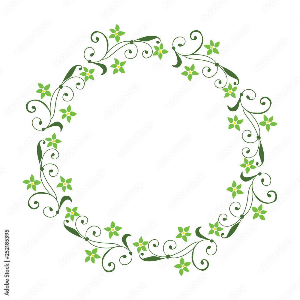 Vector illustration leaf floral frame circular hand drawn Vector illustration leaf floral frame circular hand drawn