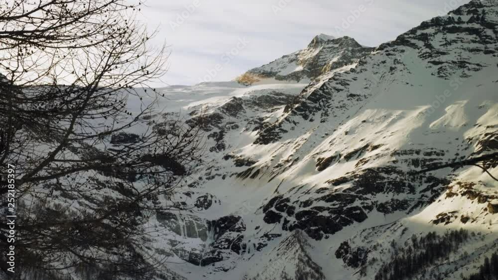 The Bernina Express Red Train passing through the Alps The Bernina Express Red Train passing through the Alps