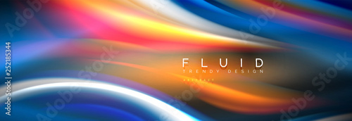 Fluid colors mixing glowing neon wave background, holographic texture