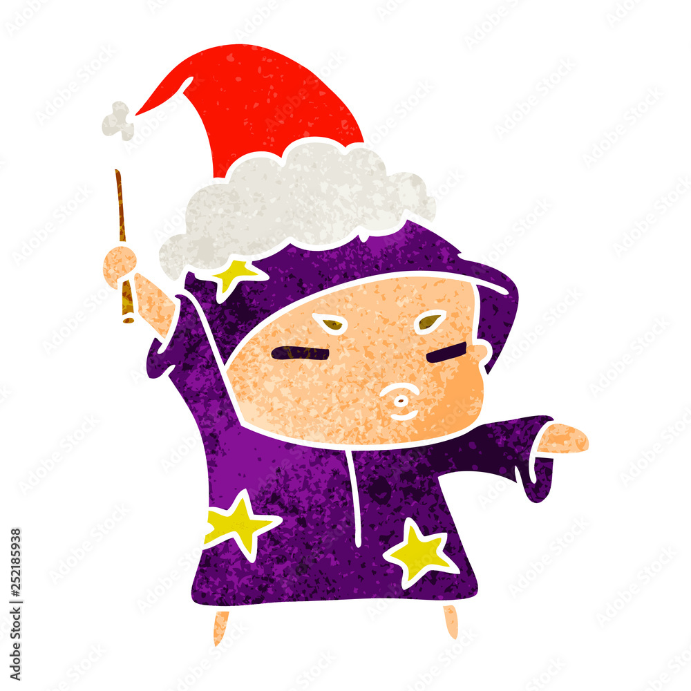 christmas retro cartoon of kawaii wizard christmas retro cartoon of kawaii wizard