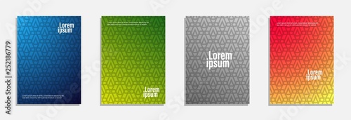 Colorful and modern cover design. Set of geometric pattern background