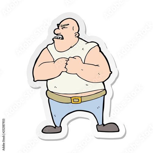 sticker of a cartoon violent man
