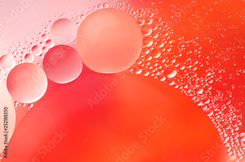 Coral colored abstract background with bubbles