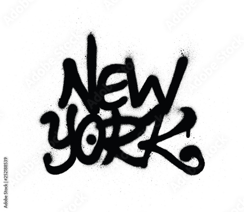 Graffiti New York word sprayed in black over white