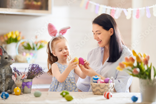 Family preparing for Easter