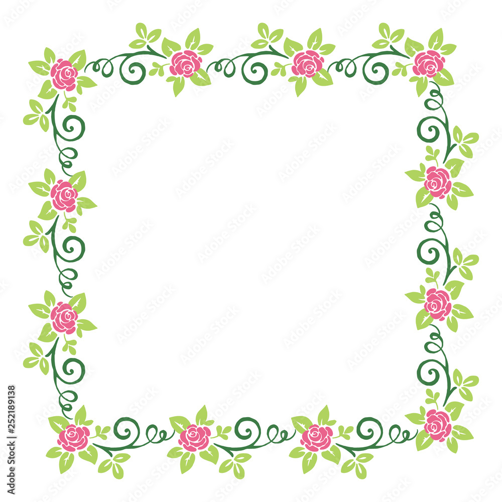Vector illustration greeting card with leaf floral frame art hand drawn